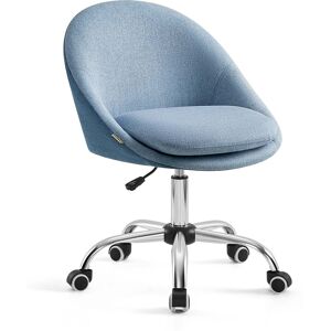 SONGMICS Fauteuil de bureau reglable pivotant tissu coton-lin bleu