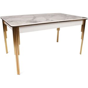 Hanah Home Table repas extensible imitation marbre blanc damla