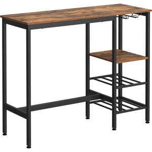 VASAGLE Table de bar avec etageres effet bois marron rustique