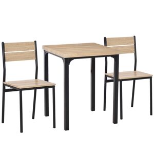 Homcom Table avec 2 chaises style industriel acier noir aspect chêne clair - Publicité