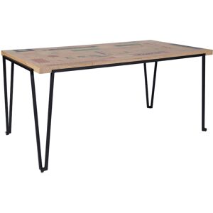 Hellin Table indus rectangulaire en bois recycle et pied metal L160