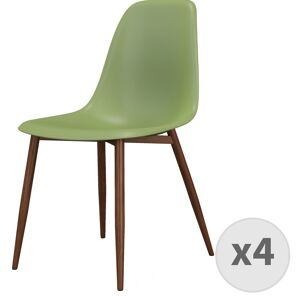 Moloo Chaise Coque Sauge et metal noyer x4 Vert 52x84x46cm