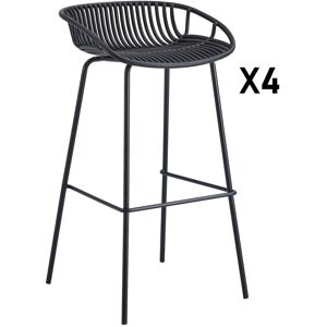 Mathi Design 4 tabourets de bar noir Noir 0x88x44cm