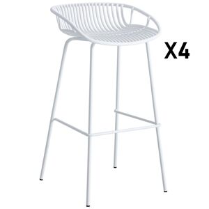 Mathi Design 4 Tabourets de bar blanc