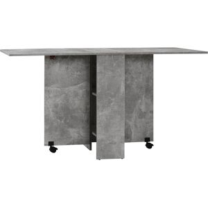 Homcom Table pliante sur roulettes 4 personnes 2 etageres effet beton cire