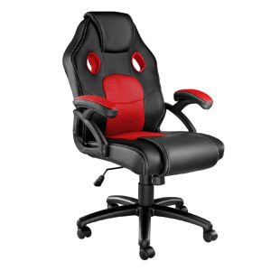 Tectake Chaise de bureau Forme ergonomique noir/rouge