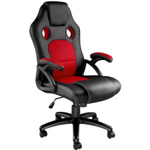 Tectake Chaise de bureau Forme ergonomique noir/rouge