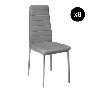 Tectake Lot de 8 chaises avec strass Rembourré avec revêtement en cuir - Publicité