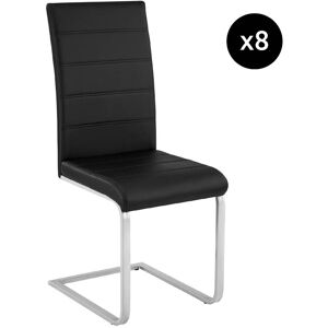 Tectake Lot de 8 chaises Rembourré avec revêtement en cuir synthétique noir - Publicité