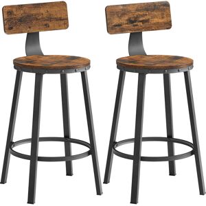 VASAGLE Tabourets de bar avec dossier effet bois metal marron