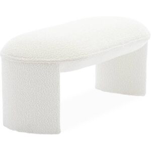 sweeek Banc ou bout de lit en tissu bouclette Blanc 100x41x44cm