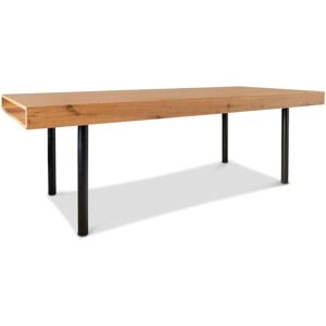 PIB Table de repas en bois clair et metal noir 10 places