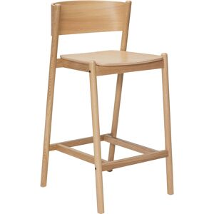 Hübsch Tabouret de bar en hetre, placage de chene et bois de chene naturel