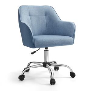 SONGMICS Chaise de bureau ergonomique tissu coton-lin bleu