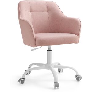 SONGMICS Chaise de bureau ergonomique tissu coton-lin rose - Publicité