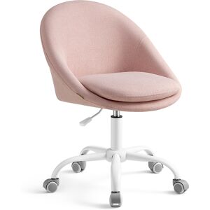 SONGMICS Chaise de bureau reglable pivotant tissu coton-lin rose