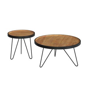 Rendez-Vous Deco Tables gigognes en bois de teck recycle et pieds en metal (lot de 2)