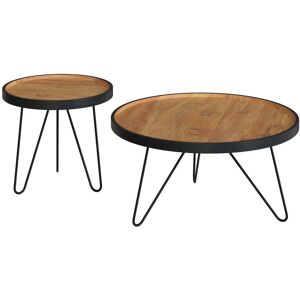 Rendez-Vous Déco Tables gigognes en bois de teck recyclé et pieds en métal (lot de 2) - Publicité