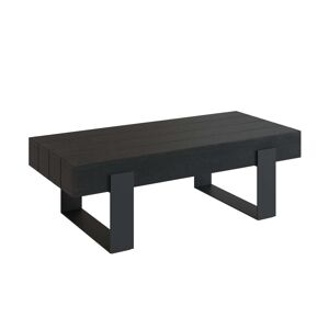 Rendez Vous Deco Table basse noire en bois de teck recycle et pieds en metal Noir 110x36x50cm