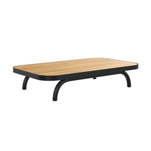 Rendez-Vous Deco Table basse de jardin en bois d'acacia et pieds en metal noir Beige 112x22x65cm