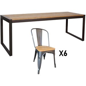 Mathi Design Ensemble repas 180 cm naturel Marron 180x75x70cm