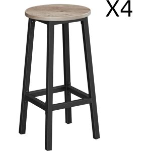 VASAGLE Tabourets de bar lot de 4 avec repose-pieds effet bois grege