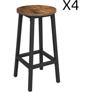 VASAGLE Tabourets de bar lot de 4 marron rustique et noir