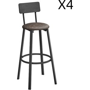 VASAGLE Tabouret de bar Lot de 4 bois acier noir classique et marron cafe