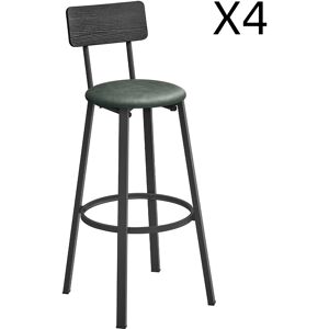 VASAGLE Tabouret de bar Lot de 4 bois acier noir classique et vert forêt - Publicité