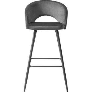 ATHM DESIGN Tabouret de bar assise velours gris pieds métal - Lot de 2 - Publicité