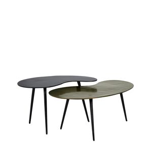 Set de 2 tables d'appoint irrégulières en aluminium bicolore Noir 60x40x40cm