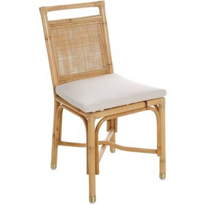 Kok Maison Chaise en rotin et lin beige Beige 44x92x46cm