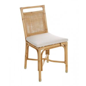 Chaise en rotin et lin beige Beige 44x92x46cm