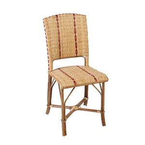Kok Maison Chaise en rotin beige et lisere rouge Beige 42x92x49cm