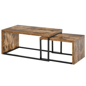 Homcom Lot de 2 tables basses gigognes design industriel encastrable - Publicité