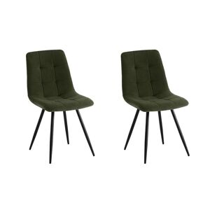 Usinestreet Lot de 2 chaises en velours pieds métal - Vert - Publicité