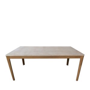 Drawer Table a manger 6 personnes effet travertin et bois beige