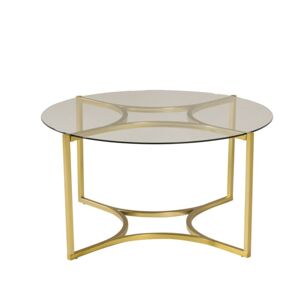 Meubles & Design Table basse elegante en metal dore avec plateau en verre