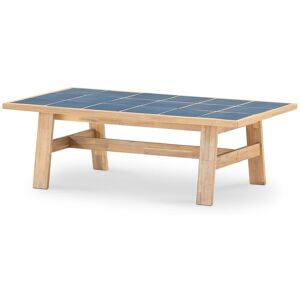 Defora Home Table basse de jardin en bois et ceramique bleue 125x65 Bleu 125x40x65cm