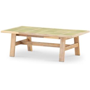 Defora Home Table basse de jardin en bois et ceramique vert clair 125x65 Vert 125x40x65cm