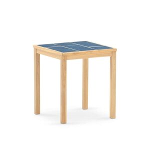 Defora Home Table de jardin en bois et ceramique bleue 65x65 Bleu 65x72x65cm