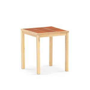 Defora Home Table de jardin en bois et ceramique terre cuite 65x65 Rouge 65x72x65cm
