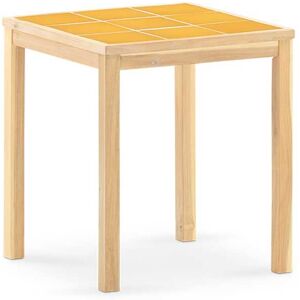 Defora Home Table de jardin en bois et ceramique moutarde 65x65 Jaune 65x72x65cm