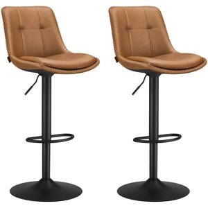 VASAGLE Tabourets de bar lot de 2 polyurethane acier mousse marron caramel