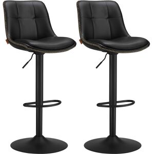 VASAGLE Tabourets de bar lot de 2 polyurethane acier mousse noir d'encre