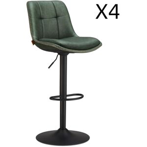 VASAGLE Tabourets de bar lot de 4 avec dossier et repose-pieds vert foret