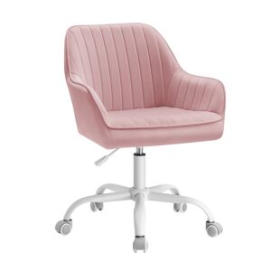 SONGMICS Chaise de bureau avec surface en tissu velours hauteur reglable rose