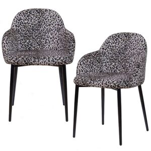 Fauteuil de table en velours imprimé leopard