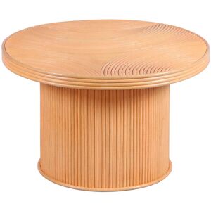 Decoclico Table basse ronde en rotin lamelle colle D 60 cm