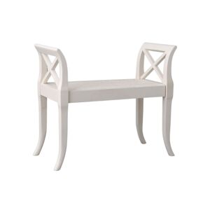 Hellin Banc bout de lit en bois et assise en cannage blanc Blanc 33x62x70cm